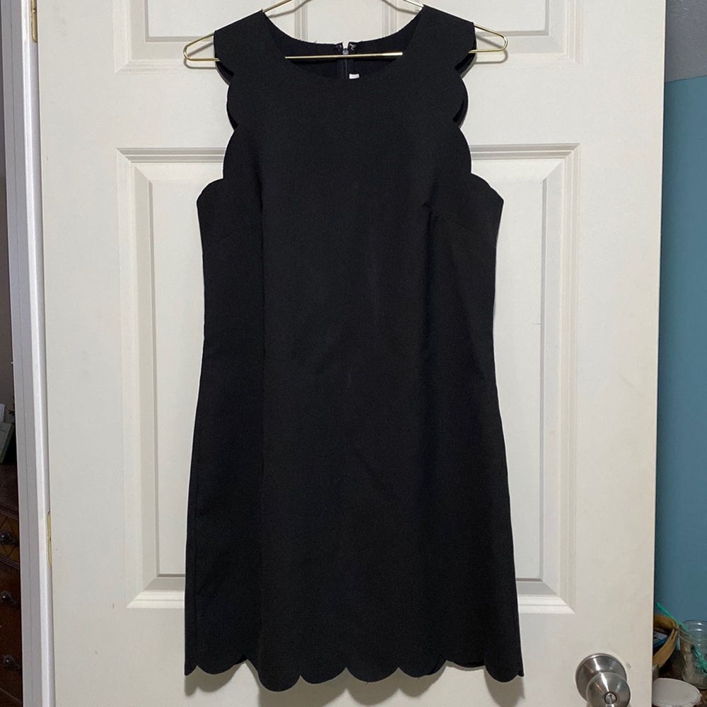 J crew scallop black sheath dress sz 6
